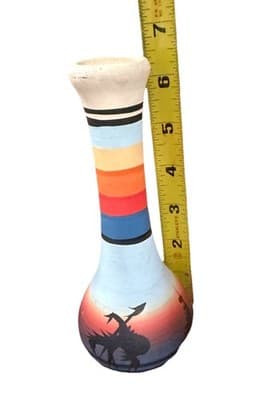 TEE DINE Navajo Pottery Vase Hand Painted Southwest Scene 8-9” - Thumbnail 4