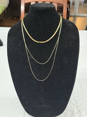Italian 925 Gold Wash Layered Necklace Set Sapphire Vermeil 3pc