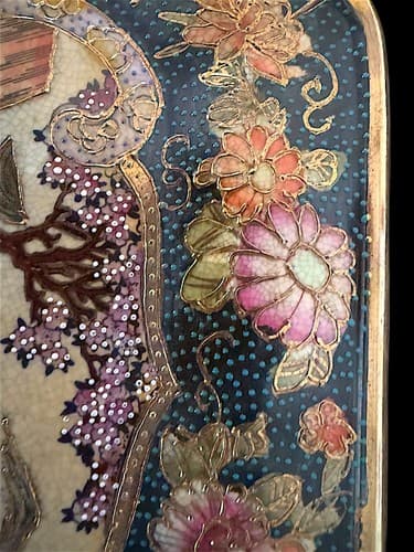 Vintage Japanese Satsuma Moriage Cabinet Plate Geisha Blue Gold 10” - Thumbnail 5