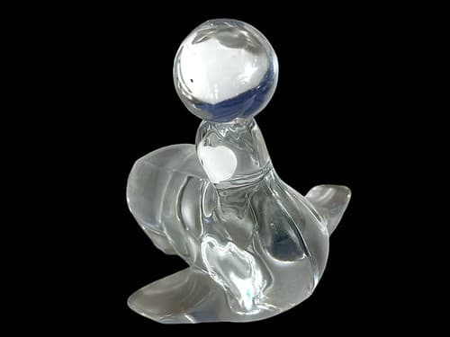 Art Glass Seal Figurine with Ball Paperweight Clear and Frosted 6 Inch Decor - Thumbnail 4