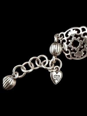 Brighton Silver Tone Filigree Charm Bracelet Scroll Design 7.5” Adjustable - Thumbnail 10