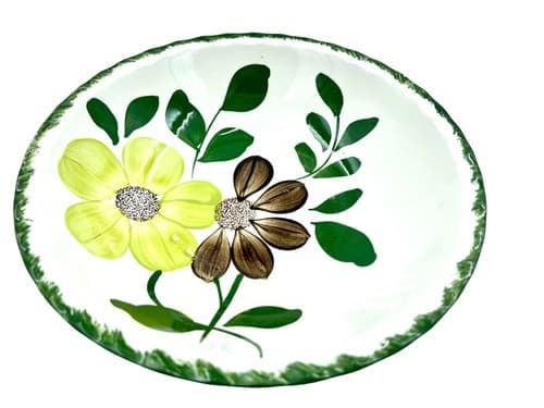 Vintage Blue Ridge Pottery Green Briar Serving Bowl Floral Vegetables 9.5"