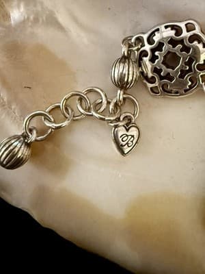 Brighton Silver Tone Filigree Charm Bracelet Scroll Design 7.5” Adjustable - Thumbnail 2