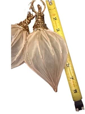 Pair of Victorian-Style Mesh Finial Ornaments – Gold & Ivory – 7” Set of 2 - Thumbnail 12