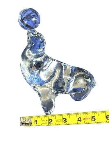 Art Glass Seal Figurine with Ball Paperweight Clear and Frosted 6 Inch Decor - Thumbnail 7