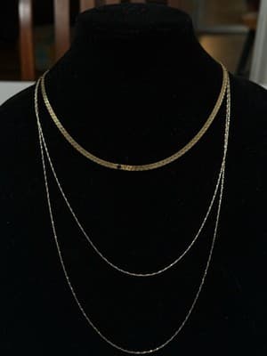 Italian 925 Gold Wash Layered Necklace Set Sapphire Vermeil 3pc - Thumbnail 2
