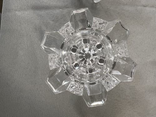 Vintage ISTID( Ice Age) Crystal Taper Candle Holders By Hadeland Norway Set Of 2 - Thumbnail 4