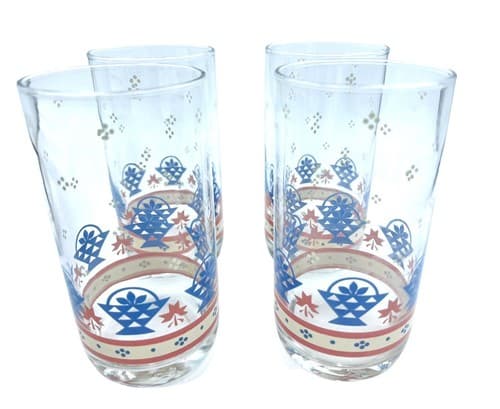 Lot Of 4 Vintage Libbey “COUNTRY BASKET" Tumblers PRISTINE 12oz