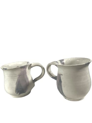 Vintage 1977 Hand Thrown Signed Pair of Mugs Unique Design Beautiful Finish