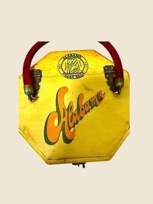 Vintage Alabama Box Purse Hand Painted Multi City Wood Lucite Handle - Thumbnail 5