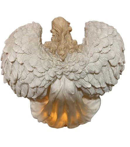 Nativity Manger Enveloped in the Wings of a Sculptured Angel. Has a Light. - Thumbnail 5