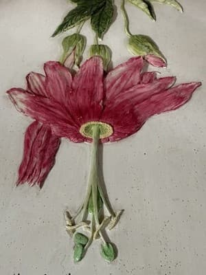 Vintage Botanical Tile Set Daffodil & Passionflower Relief Wall Art - Thumbnail 3
