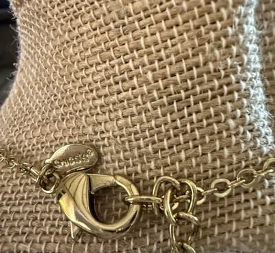 Chico’s Hammered Gold Tone Circle Pendant Necklace Statement Jewelry - Thumbnail 7