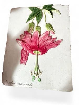 Vintage Botanical Tile Set Daffodil & Passionflower Relief Wall Art - Thumbnail 6