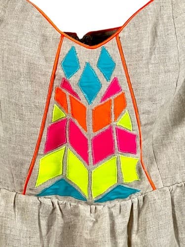Judith March Dress Sleeveless Rear Zip Embroidered Linen Blend Side Pockets S - Thumbnail 2