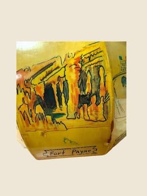 Vintage Alabama Box Purse Hand Painted Multi City Wood Lucite Handle - Thumbnail 11