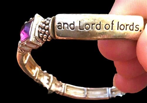 Christian Silvery Stretch Bracelet With 4 Large Links Quoting Revelation 19:16 - Thumbnail 2