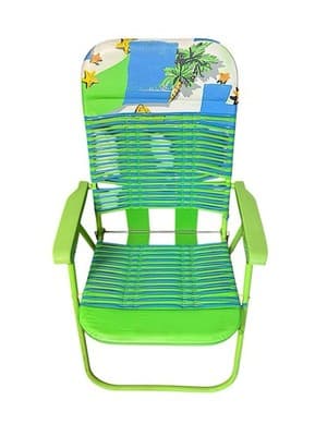 Vintage Lawn Chair Vinyl Jelly Strap Green Blue Retro Patio Folding Outdoor