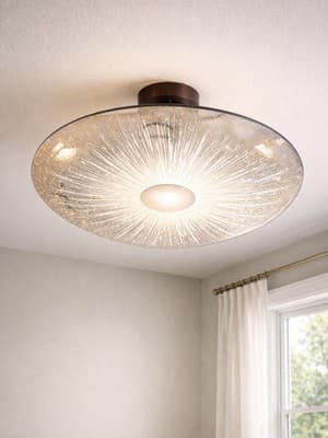 Vintage Lightolier Atomic Starburst Ceiling Light 21” MCM Flush Mount Glass 1950 - Thumbnail 6