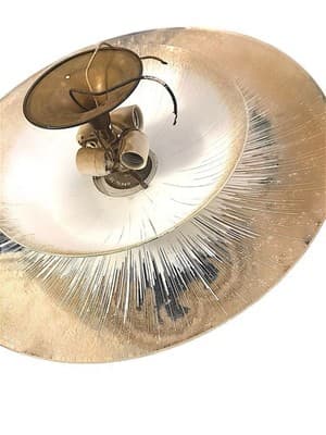 Vintage Lightolier Atomic Starburst Ceiling Light 21” MCM Flush Mount Glass 1950 - Thumbnail 3