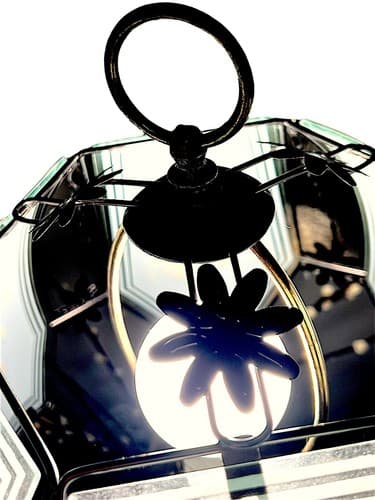 Vintage Brass Lamp With Pagoda Base And Lotus Light Holder W/ Hand Painted Shade - Thumbnail 7