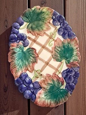 Vintage Fitz and Floyd Serving Banquet Majolica Grape Oval Dish 8 inch