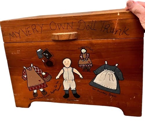 Vintage Handpainted Child’s Wooden Toy Chest - Thumbnail 4