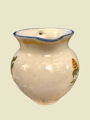 Vintage Moustiers France Ceramic Pitcher Bird Floral Faience 8.5” Jug - Thumbnail 3