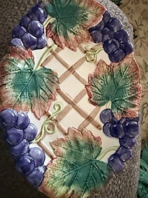 Vintage Fitz and Floyd Serving Banquet Majolica Grape Oval Dish 8 inch - Thumbnail 7