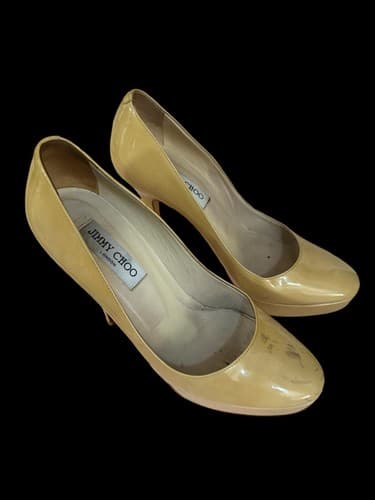Jimmy Choo Women's Mustard Yellow Patent Leather Platform Pumps - Size 38 ½