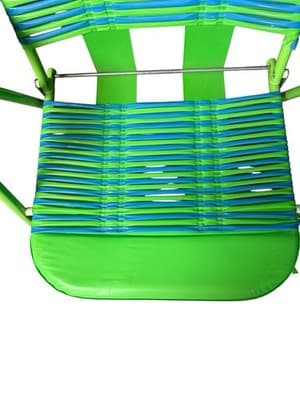 Vintage Lawn Chair Vinyl Jelly Strap Green Blue Retro Patio Folding Outdoor - Thumbnail 4