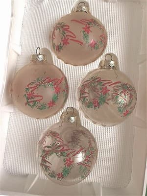 Vintage Rauch Frosted Glass Christmas Ornaments West Germany Set of 4