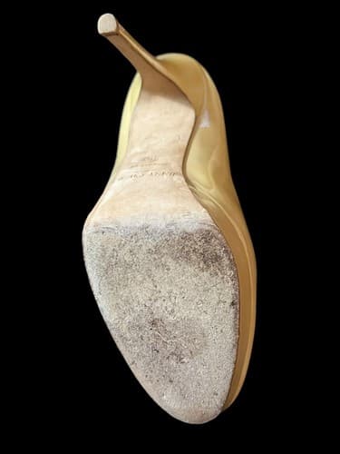 Jimmy Choo Women's Mustard Yellow Patent Leather Platform Pumps - Size 38 ½ - Thumbnail 8