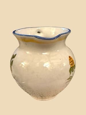 Vintage Moustiers France Ceramic Pitcher Bird Floral Faience 8.5” Jug - Thumbnail 6