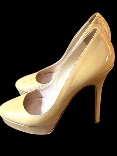 Jimmy Choo Women's Mustard Yellow Patent Leather Platform Pumps - Size 38 ½ - Thumbnail 6