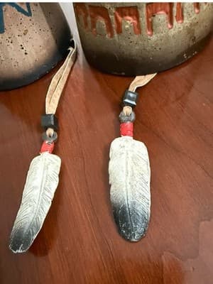 Vintage Southwest Pottery Bells Kokopelli Hand Painted Hanging Pair - Thumbnail 8