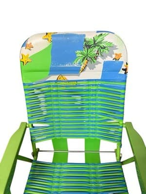 Vintage Lawn Chair Vinyl Jelly Strap Green Blue Retro Patio Folding Outdoor - Thumbnail 2