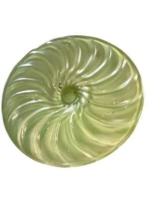 Handblown Green Optic Glass Candlestick Holders Pair Retro Style 9” - Thumbnail 8