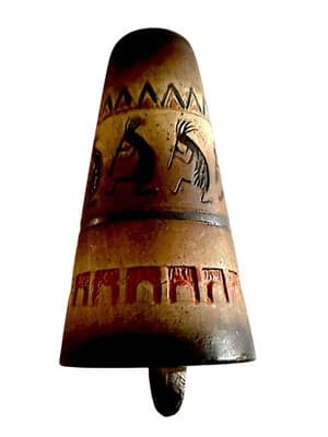 Vintage Southwest Pottery Bells Kokopelli Hand Painted Hanging Pair - Thumbnail 7