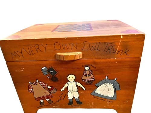 Vintage Handpainted Child’s Wooden Toy Chest - Thumbnail 2
