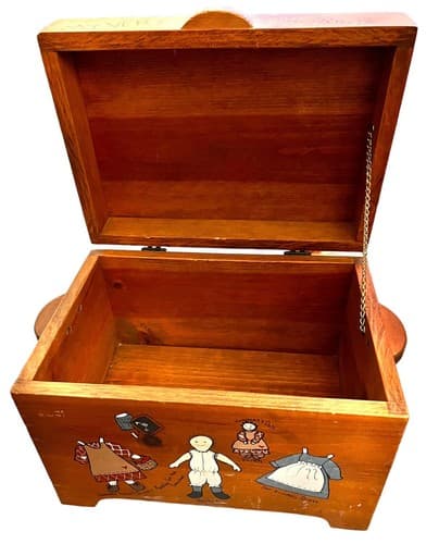 Vintage Handpainted Child’s Wooden Toy Chest - Thumbnail 3