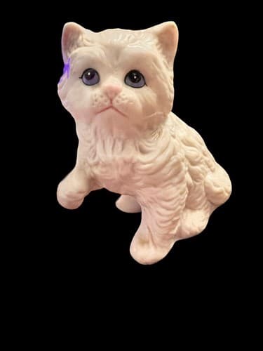 HOMCO Vintage Fluffy White Persian Cat Kitty Figurine With Paw Up #1413 3.5” - Thumbnail 2