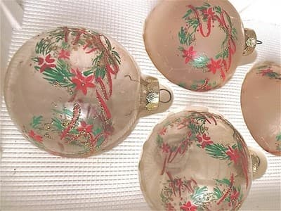 Vintage Rauch Frosted Glass Christmas Ornaments West Germany Set of 4 - Thumbnail 2