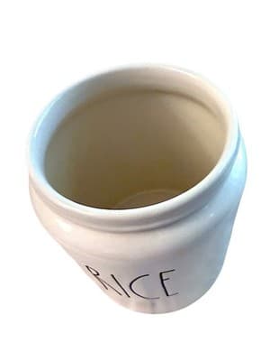 Rae Dunn RICE Canister Artisan Collection White Ceramic Kitchen Storage Jar Lid - Thumbnail 2