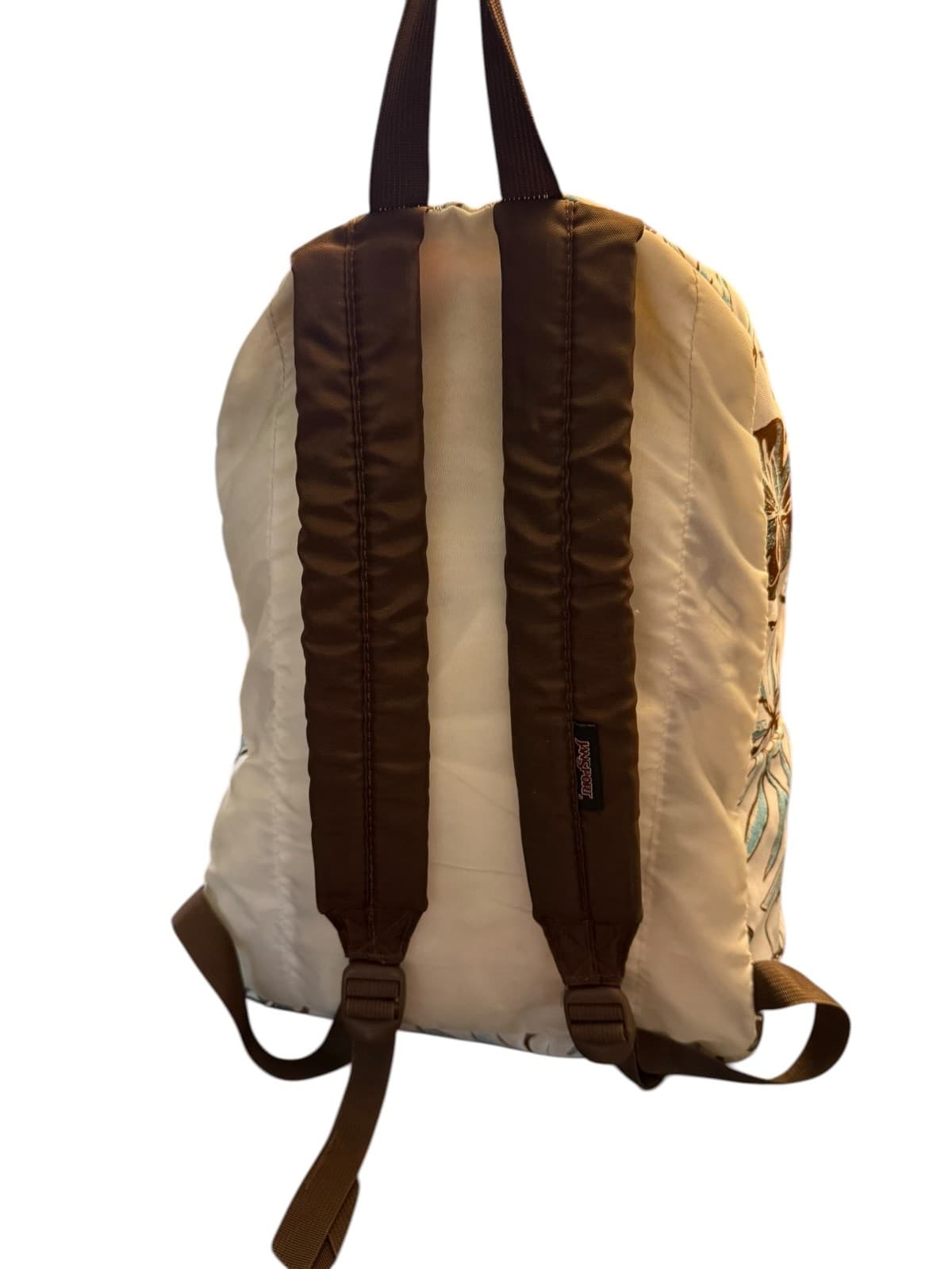 JanSport Floral Backpack Beige Blue Brown School Bookbag Travel Bag - Thumbnail 3