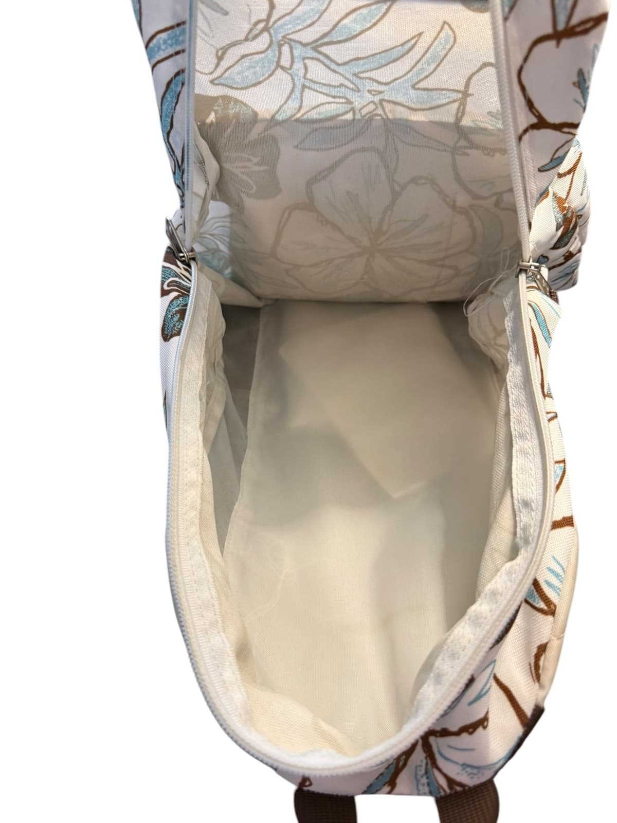 JanSport Floral Backpack Beige Blue Brown School Bookbag Travel Bag - Thumbnail 5