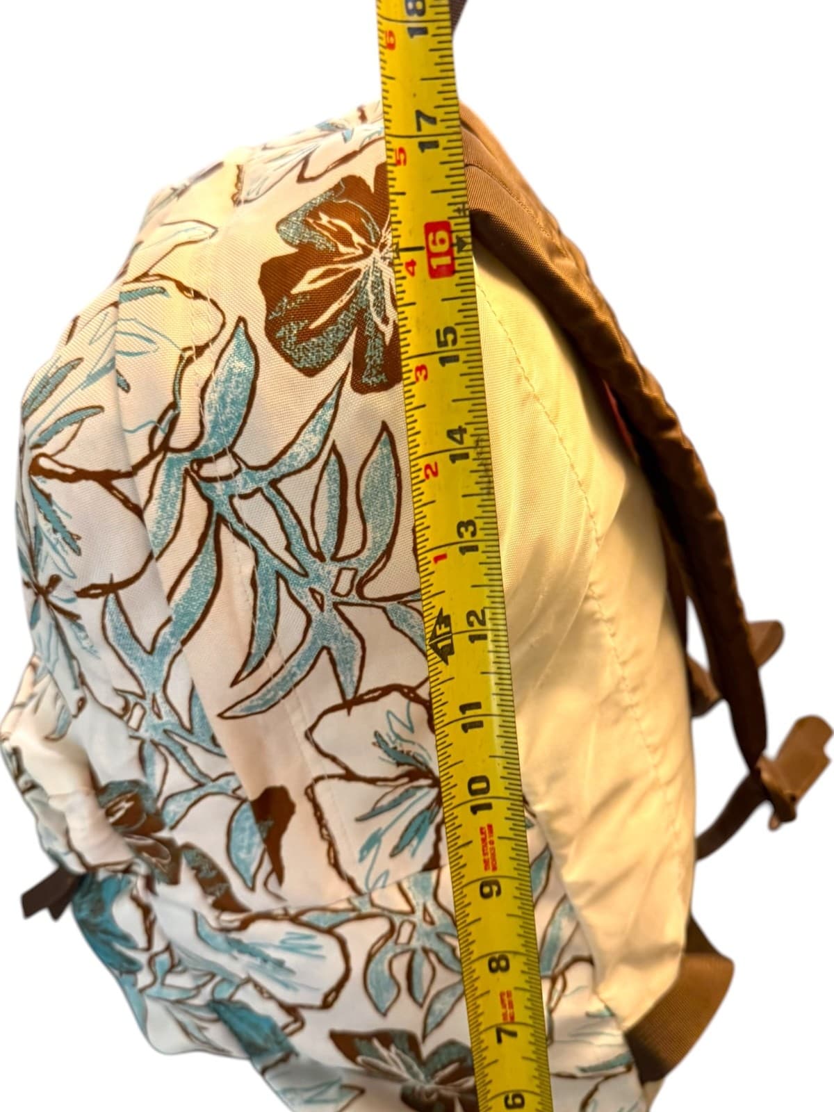 JanSport Floral Backpack Beige Blue Brown School Bookbag Travel Bag - Thumbnail 6
