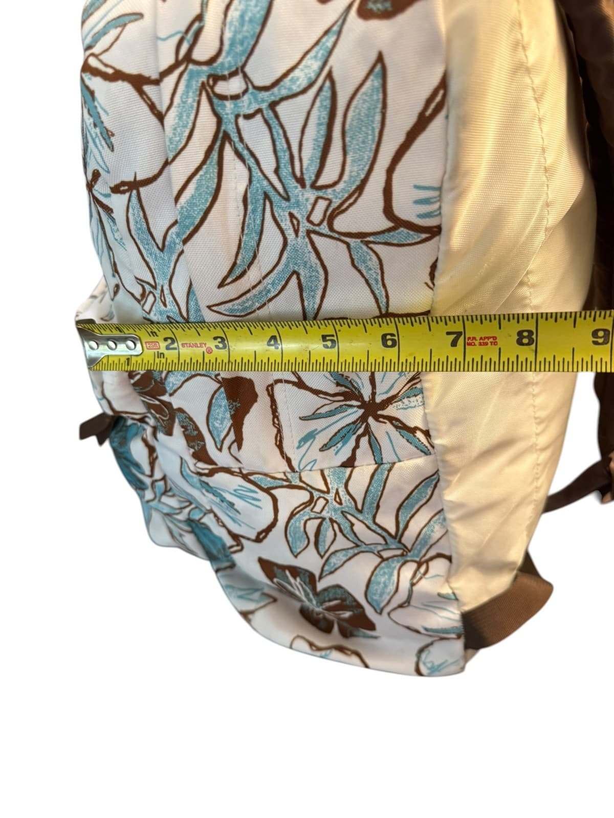 JanSport Floral Backpack Beige Blue Brown School Bookbag Travel Bag - Thumbnail 8