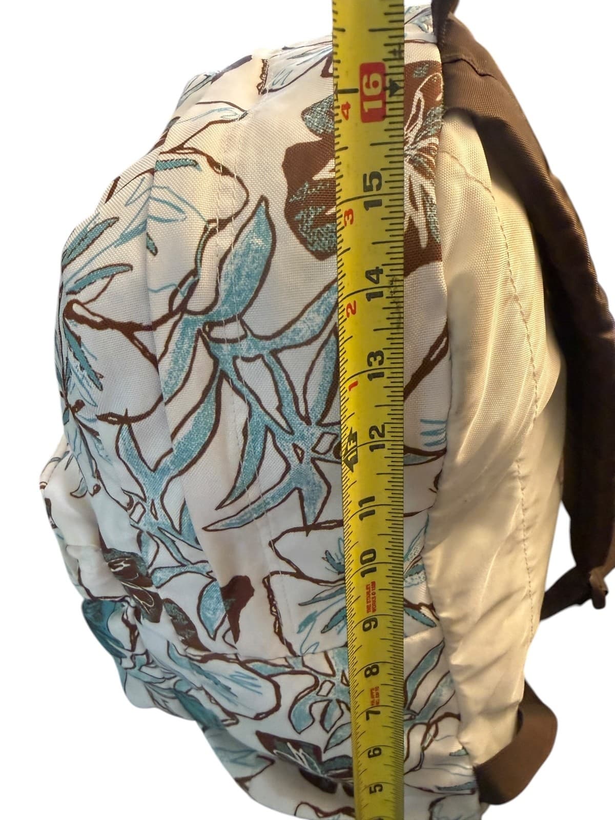JanSport Floral Backpack Beige Blue Brown School Bookbag Travel Bag - Thumbnail 7