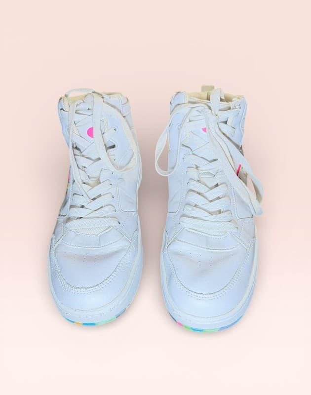 Champion Women's Drome 19 Hi White High-Top Sneakers with Rainbow Accents - Thumbnail 2